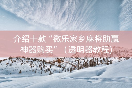 介绍十款“微乐家乡麻将助赢神器购买”（透明器教程)