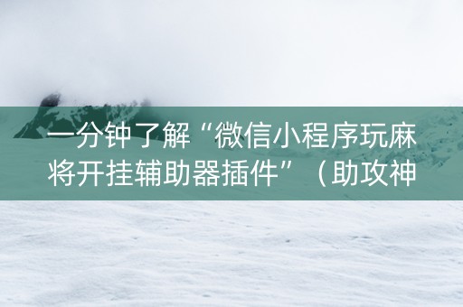 一分钟了解“微信小程序玩麻将开挂辅助器插件”（助攻神器)