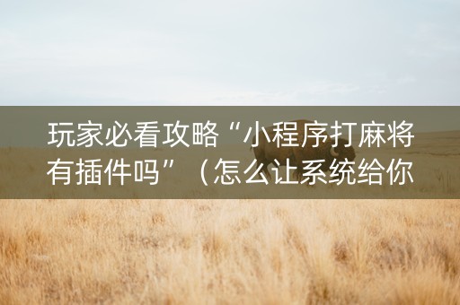 玩家必看攻略“小程序打麻将有插件吗”（怎么让系统给你发好牌)