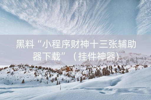 黑料“小程序财神十三张辅助器下载”（挂件神器)
