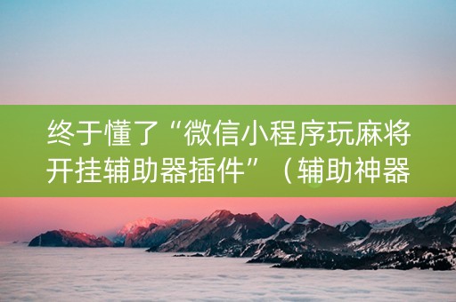 终于懂了“微信小程序玩麻将开挂辅助器插件”（辅助神器免费)