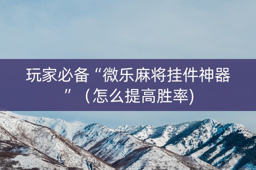 玩家必备“微乐麻将挂件神器”（怎么提高胜率)