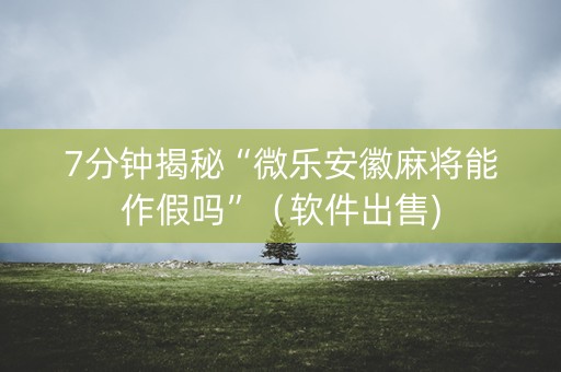 7分钟揭秘“微乐安徽麻将能作假吗”（软件出售)