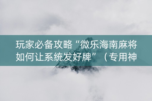 玩家必备攻略“微乐海南麻将如何让系统发好牌”（专用神器下载)