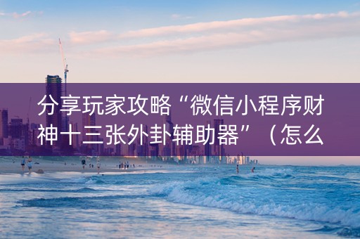 分享玩家攻略“微信小程序财神十三张外卦辅助器”（怎么增加胜率)
