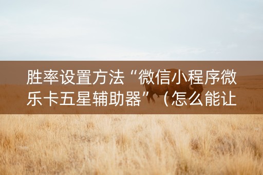 胜率设置方法“微信小程序微乐卡五星辅助器”（怎么能让牌好一点)