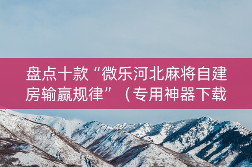 盘点十款“微乐河北麻将自建房输赢规律”（专用神器下载)