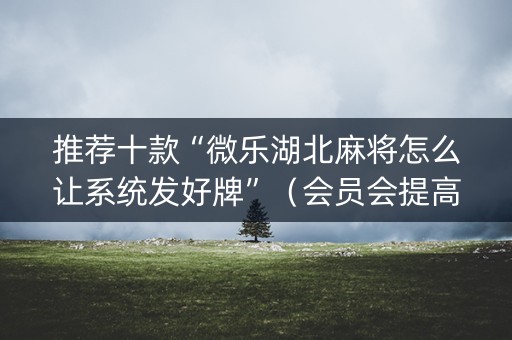 推荐十款“微乐湖北麻将怎么让系统发好牌”（会员会提高胜率吗)