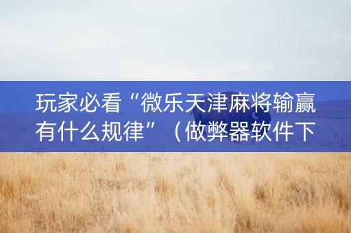 玩家必看“微乐天津麻将输赢有什么规律”（做弊器软件下载)
