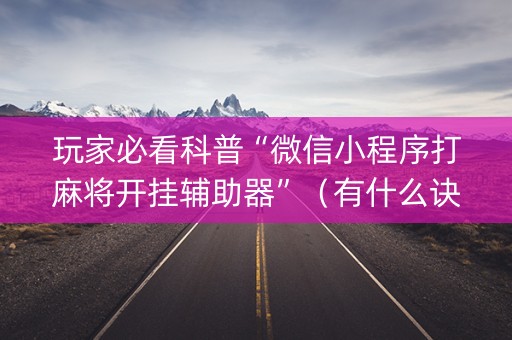 玩家必看科普“微信小程序打麻将开挂辅助器”（有什么诀窍)