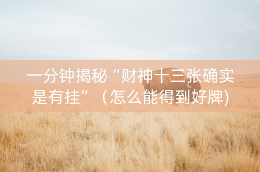 一分钟揭秘“财神十三张确实是有挂”（怎么能得到好牌)