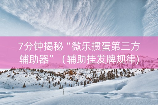 7分钟揭秘“微乐掼蛋第三方辅助器”（辅助挂发牌规律)