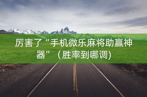 厉害了“手机微乐麻将助赢神器”（胜率到哪调)