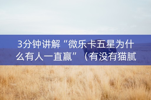 3分钟讲解“微乐卡五星为什么有人一直赢”（有没有猫腻)