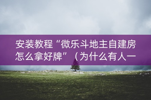 安装教程“微乐斗地主自建房怎么拿好牌”（为什么有人一直赢)