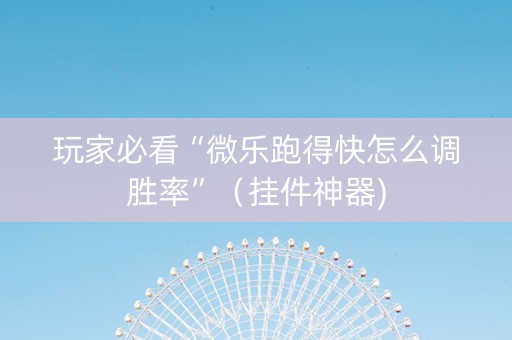 玩家必看“微乐跑得快怎么调胜率”（挂件神器)