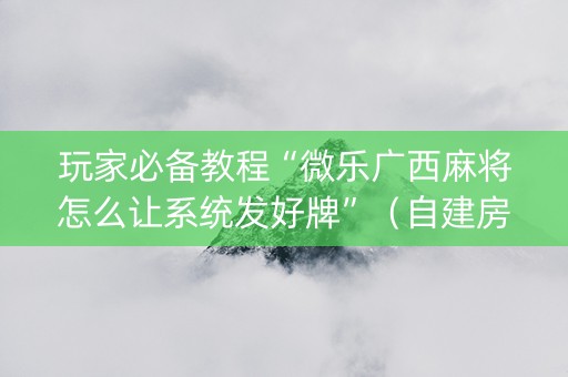 玩家必备教程“微乐广西麻将怎么让系统发好牌”（自建房胜负规律)
