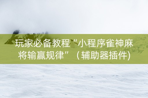 玩家必备教程“小程序雀神麻将输赢规律”（辅助器插件)