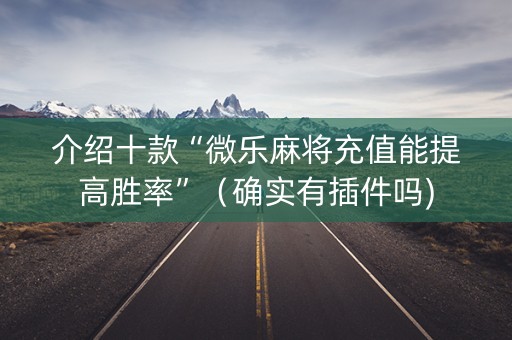 介绍十款“微乐麻将充值能提高胜率”（确实有插件吗)