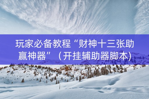 玩家必备教程“财神十三张助赢神器”（开挂辅助器脚本)