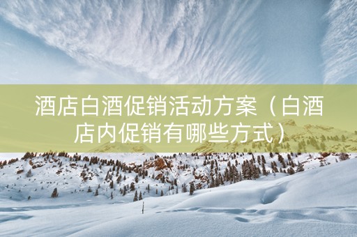 酒店白酒促销活动方案（白酒店内促销有哪些方式）