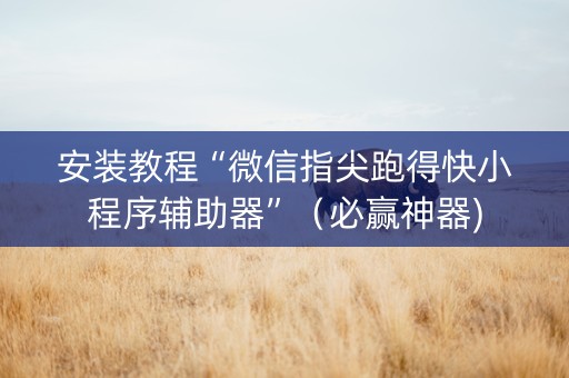 安装教程“微信指尖跑得快小程序辅助器”（必赢神器)