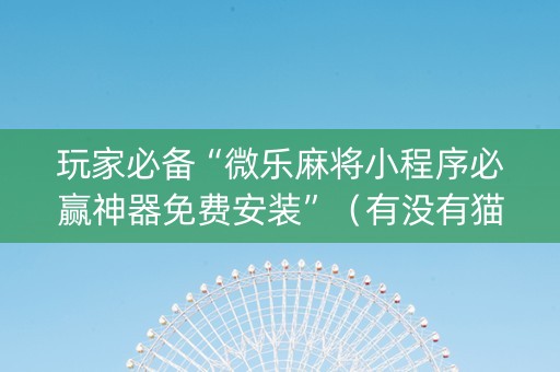 玩家必备“微乐麻将小程序必赢神器免费安装”（有没有猫腻)