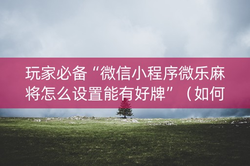 玩家必备“微信小程序微乐麻将怎么设置能有好牌”（如何提高胜率)
