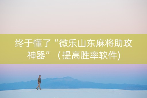 终于懂了“微乐山东麻将助攻神器”（提高胜率软件)