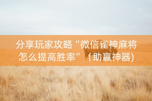 分享玩家攻略“微信雀神麻将怎么提高胜率”（助赢神器)