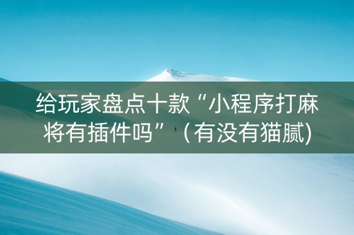给玩家盘点十款“小程序打麻将有插件吗”（有没有猫腻)