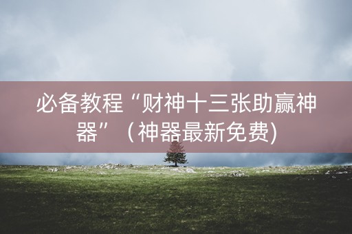 必备教程“财神十三张助赢神器”（神器最新免费)