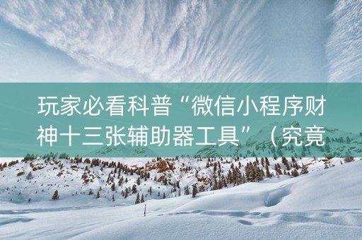 玩家必看科普“微信小程序财神十三张辅助器工具”（究竟是不是有挂)