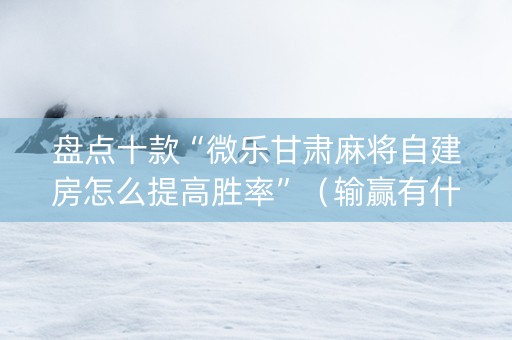 盘点十款“微乐甘肃麻将自建房怎么提高胜率”（输赢有什么规律)
