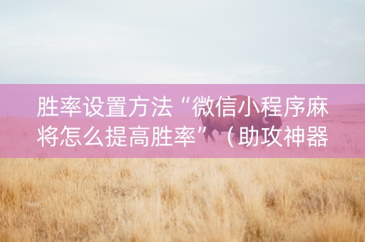 胜率设置方法“微信小程序麻将怎么提高胜率”（助攻神器)