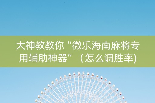 大神教教你“微乐海南麻将专用辅助神器”（怎么调胜率)