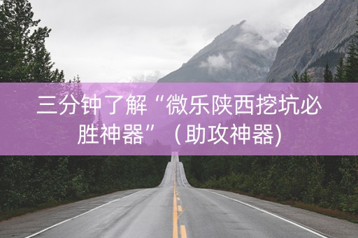三分钟了解“微乐陕西挖坑必胜神器”（助攻神器)