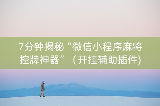 7分钟揭秘“微信小程序麻将控牌神器”（开挂辅助插件)