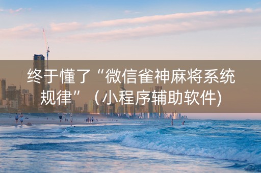 终于懂了“微信雀神麻将系统规律”（小程序辅助软件)