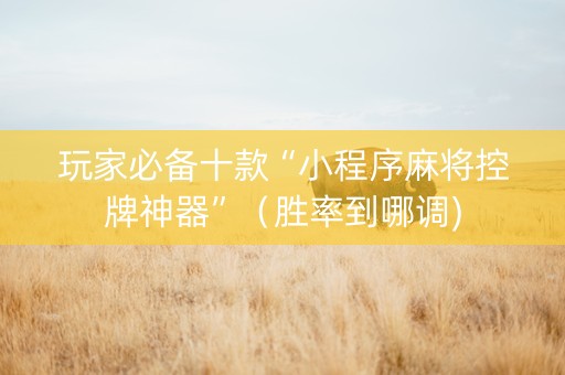 玩家必备十款“小程序麻将控牌神器”（胜率到哪调)