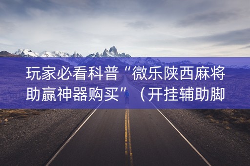 玩家必看科普“微乐陕西麻将助赢神器购买”（开挂辅助脚本)