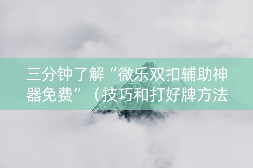 三分钟了解“微乐双扣辅助神器免费”（技巧和打好牌方法)