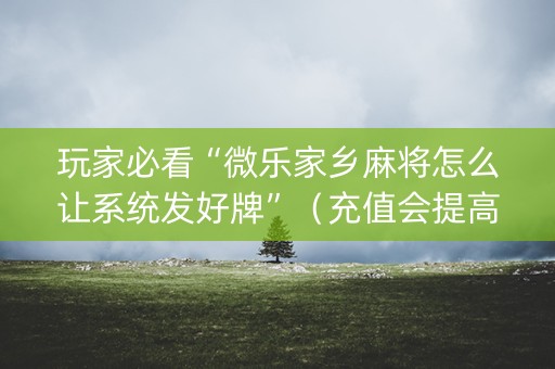 玩家必看“微乐家乡麻将怎么让系统发好牌”（充值会提高胜率么)