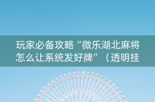 玩家必备攻略“微乐湖北麻将怎么让系统发好牌”（透明挂辅助器)