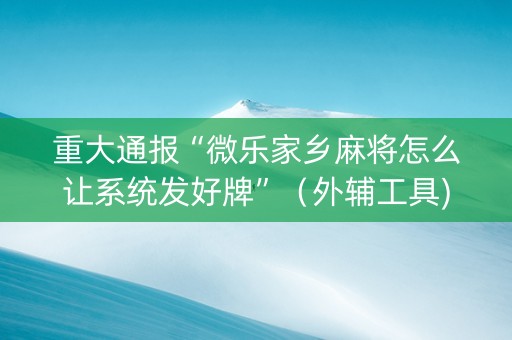 重大通报“微乐家乡麻将怎么让系统发好牌”（外辅工具)