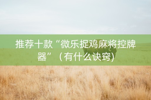 推荐十款“微乐捉鸡麻将控牌器”（有什么诀窍)