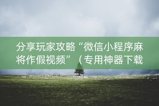 分享玩家攻略“微信小程序麻将作假视频”（专用神器下载)
