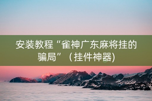 安装教程“雀神广东麻将挂的骗局”（挂件神器)