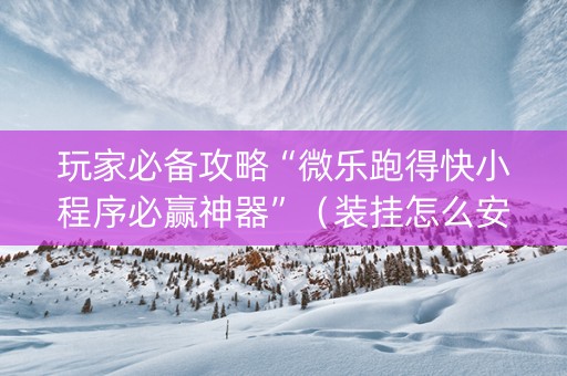 玩家必备攻略“微乐跑得快小程序必赢神器”（装挂怎么安装)
