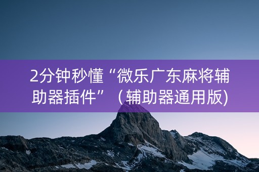 2分钟秒懂“微乐广东麻将辅助器插件”（辅助器通用版)
